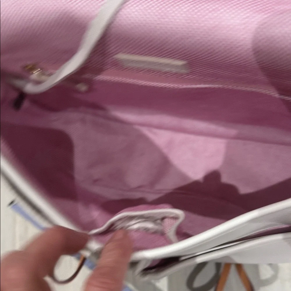 Dooney & Bourke White and Navy Medium Toggle Crossbody Bag